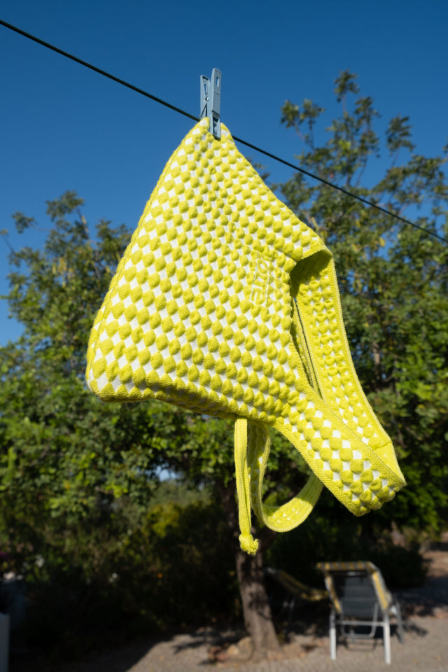 Alma Bag Small - white & yellow / checks