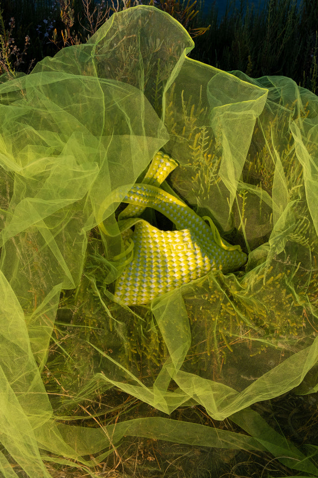 Alma Bag Small - white & yellow / checks