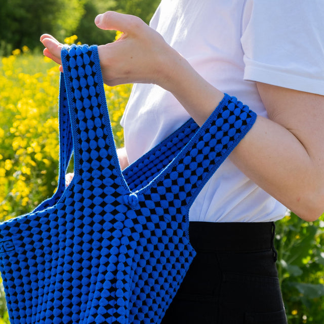 Alma Tasche Groß - Schwarz & Blau / Karo
