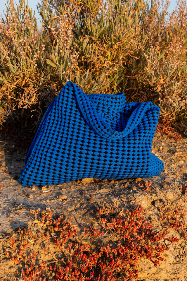 Alma Tasche Groß - Schwarz & Blau / Karo